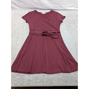 C'est La Vie Midi Dress Ribbed Burgundy‎ Maroon Large Coquette Feminine Y2K